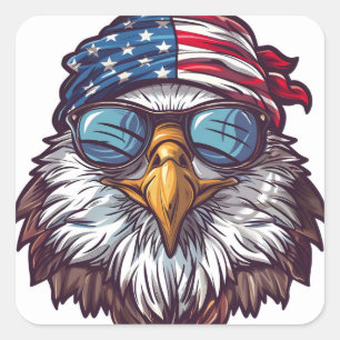 Grappige, koele Amerikaanse adelaar Square Sticker