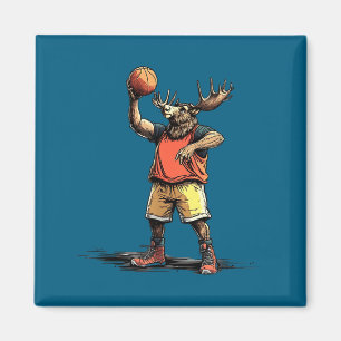 Grappige koele basketbal eland speler sportliefheb magneet