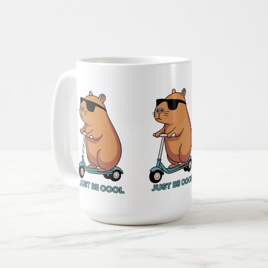 Grappige Koele Capybara Scooter Vibes Mok (Voorkant links)