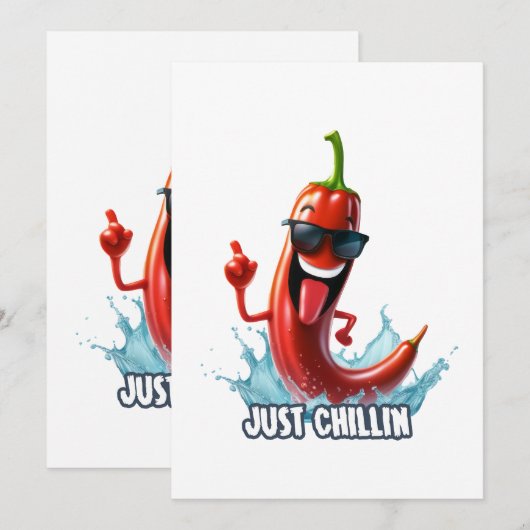 Grappige koele chili peper voor print kaart (Voorkant / Achterkant)