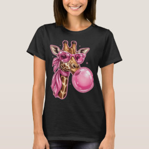 Grappige Koele Giraffe Roze Bubble Gum Bril Schatt T-shirt