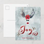 Grappige koele grillige poinsettia rendier feestdagenkaart (Voorkant / Achterkant)