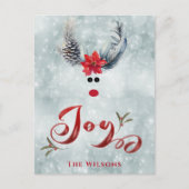 Grappige koele grillige poinsettia rendier feestdagenkaart (Voorkant)