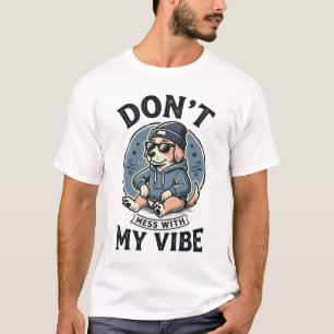 Grappige koele hond vibe vintage vector T-shirt on