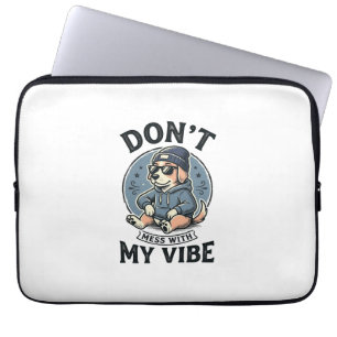 Grappige koele hond vibe vintage vector T-shirt on Laptop Sleeve