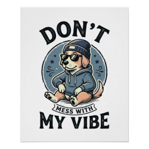 Grappige koele hond vibe vintage vector T-shirt on Perfect Poster