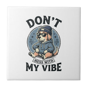 Grappige koele hond vibe vintage vector T-shirt on Tegeltje