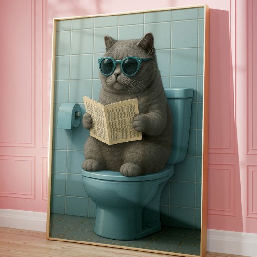Grappige koele kat badkamer trendy wandkunst poster