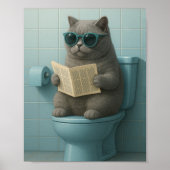 Grappige koele kat badkamer trendy wandkunst poster (Voorkant)