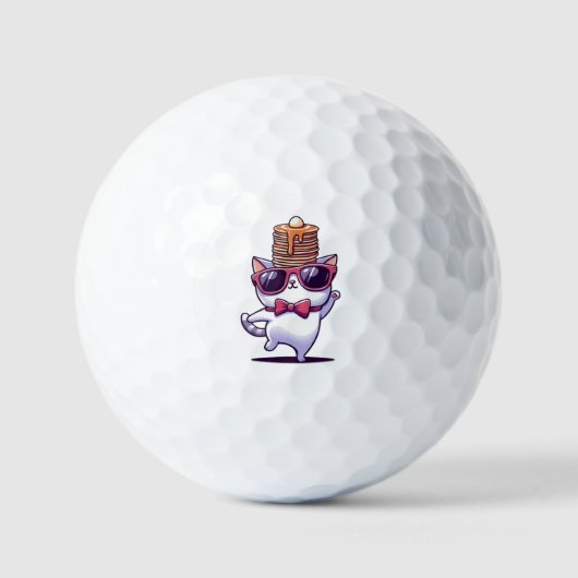 Grappige koele kat balancing pannenkoek stack golfballen (Voorkant)