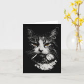 Grappige koele kat die grappige meme sigaret kat r kaart (Gele Bloem)
