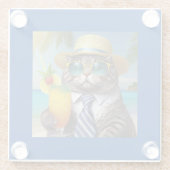 Grappige koele kat en tropische Drink Glazen Onderzetter (Achterkant)