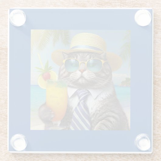 Grappige koele kat en tropische Drink Glazen Onderzetter (Achterkant)