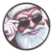 Grappige Koele Kerstman in Zonnebril Kerstmis Hockey Puck (Voorkant)