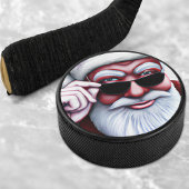 Grappige Koele Kerstman in Zonnebril Kerstmis Hockey Puck