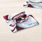 Grappige Koele Kerstman in Zonnebril Kerstmis Kartonnen Onderzetters (Schuin)