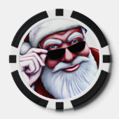 Grappige Koele Kerstman in Zonnebril Kerstmis Poker Chips (Voorkant)