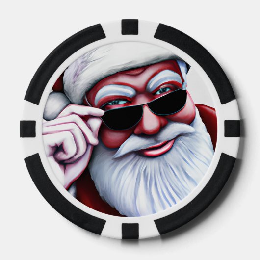 Grappige Koele Kerstman in Zonnebril Kerstmis Poker Chips (Voorkant)