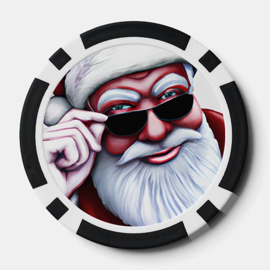 Grappige Koele Kerstman in Zonnebril Kerstmis Poker Chips (Achterkant)