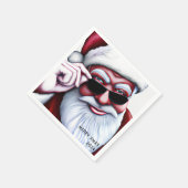 Grappige Koele Kerstman in Zonnebril Kerstmis Servet (Hoek)