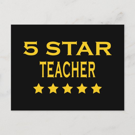 Grappige koele leraren : Vijf Sterren Leraar Briefkaart (Voorkant)