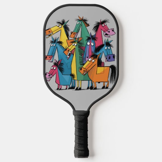 Grappige koele paarden Abstracte kunst Pickleball Paddle (Voorkant)