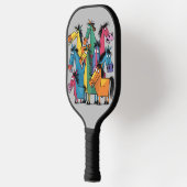 Grappige koele paarden Abstracte kunst Pickleball Paddle (Links)