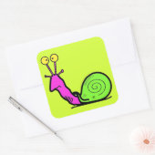 Grappige Koele Slak Cartoon Vierkante Sticker (Envelop)