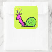 Grappige Koele Slak Cartoon Vierkante Sticker (Tas)