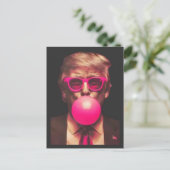 Grappige Koele Trump Bubble Gum Roze Briefkaart (Staand voorkant)
