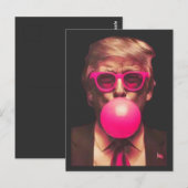Grappige Koele Trump Bubble Gum Roze Briefkaart (Voorkant / Achterkant)