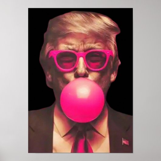 Grappige Koele Trump Bubble Gum Roze Poster (Voorkant)