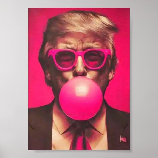Grappige Koele Trump Bubble Gum Roze Poster (Voorkant)