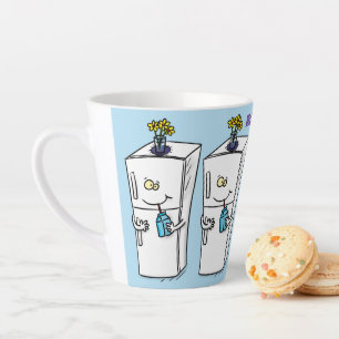 Grappige koelkast cartoonillustratie latte mok
