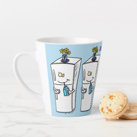 Grappige koelkast cartoonillustratie latte mok (In situ)