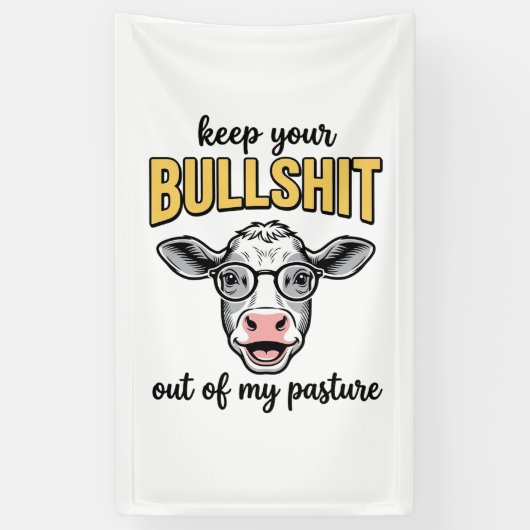 Grappige Koeweide Vintage Shirt Ontwerp_1 Spandoek (Verticaal)
