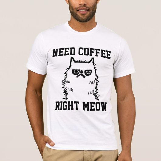 Grappige koffie chagrijnige kat T-shirts (Voorkant)
