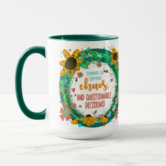 Grappige Koffie Chaos Trendy Inspirivity Stijlvol Mok (Links)