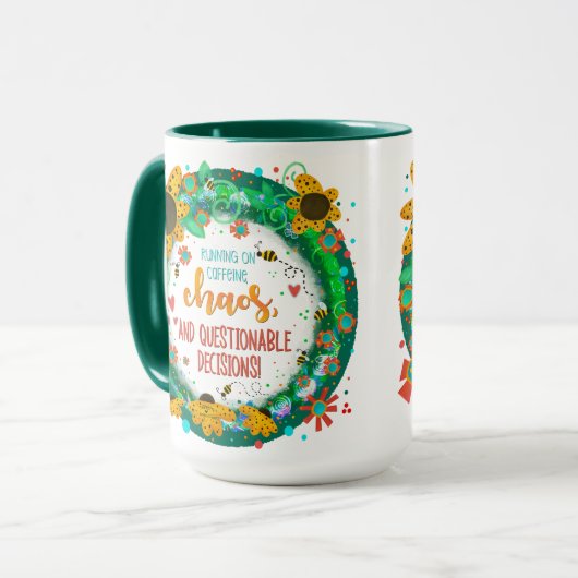Grappige Koffie Chaos Trendy Inspirivity Stijlvol Mok (Voorkant links)