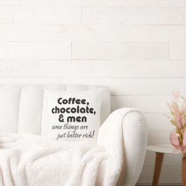 Grappige koffie, chocolade en mannen citaat kussen