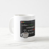 Grappige koffie codering grap zwart minimalistisch koffiemok (Voorkant links)
