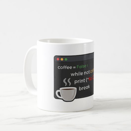 Grappige koffie codering grap zwart minimalistisch koffiemok (Voorkant links)