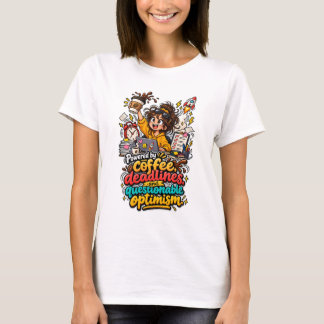 Grappige koffie deadlines optimisme citaat t-shirt