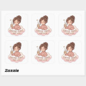 Grappige koffie eerst moeder relateerbaar moeder l vierkante sticker (Vel)
