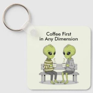 Grappige Koffie en Buitenaardse Wezens Sleutelhanger