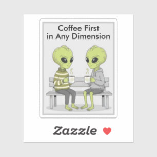 Grappige koffie en buitenaardse wezens sticker
