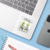 Grappige koffie en buitenaardse wezens sticker (Laptop met iPhone)