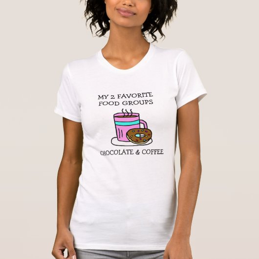 Grappige koffie en donuts humor t-shirt (Voorkant)