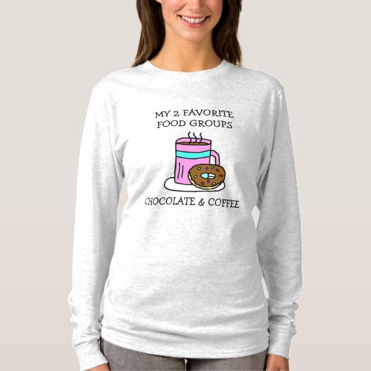 Grappige koffie en donutsHumor T-shirt (Voorkant)