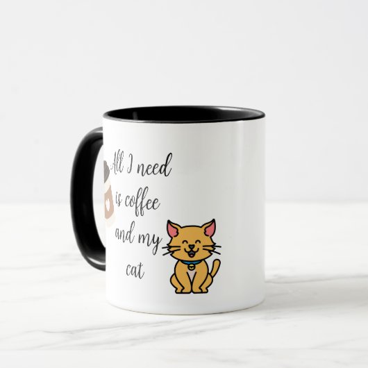 Grappige Koffie en Kat Keramische Mok (Voorkant links)